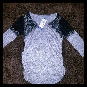 Lace Accent Maternity Top